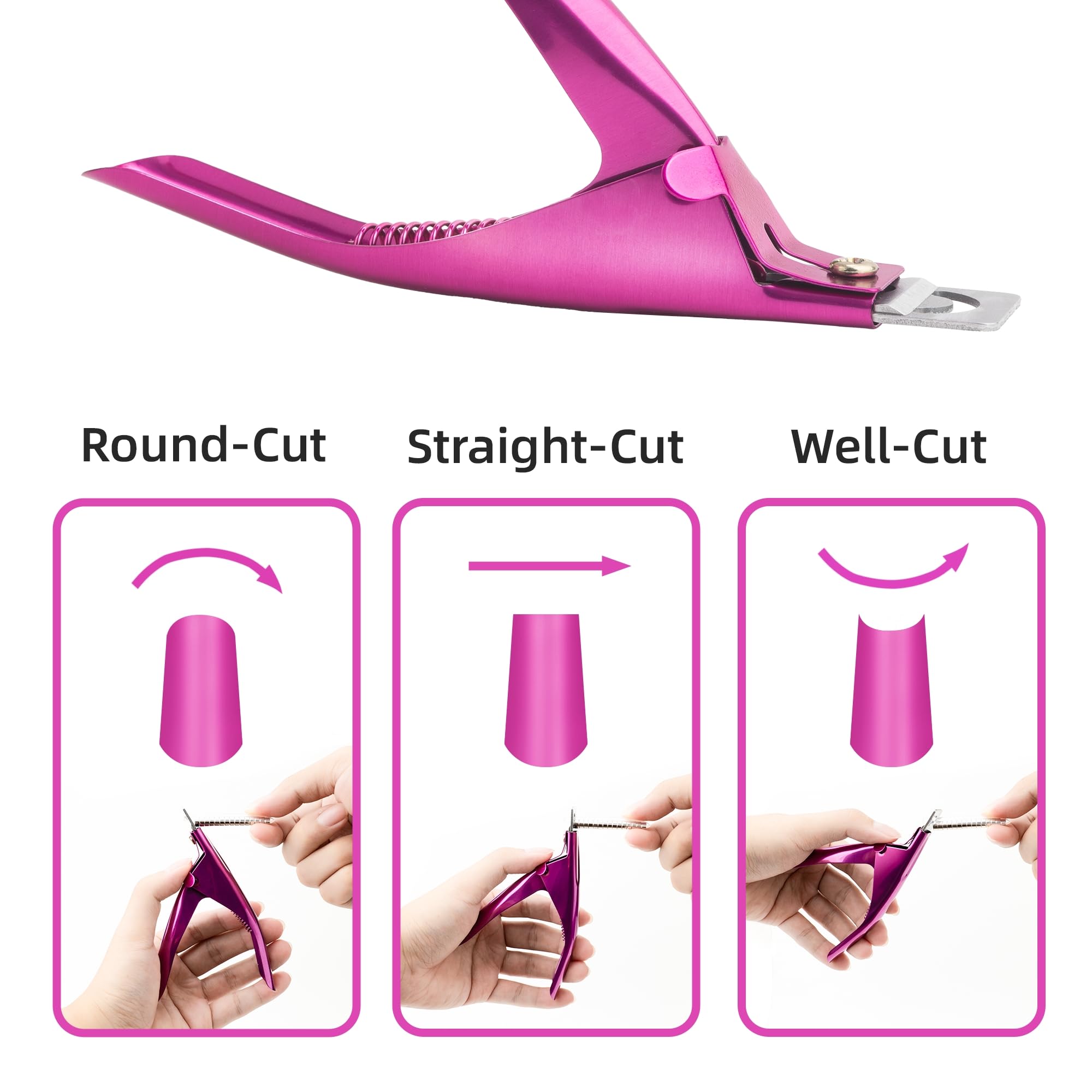 Close up of ergonomic acrylic nail cutter blade and magnets