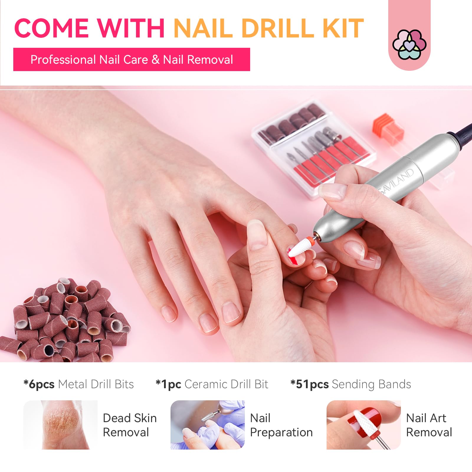 Detailed view of Saviland acrylic nail brushes and tools