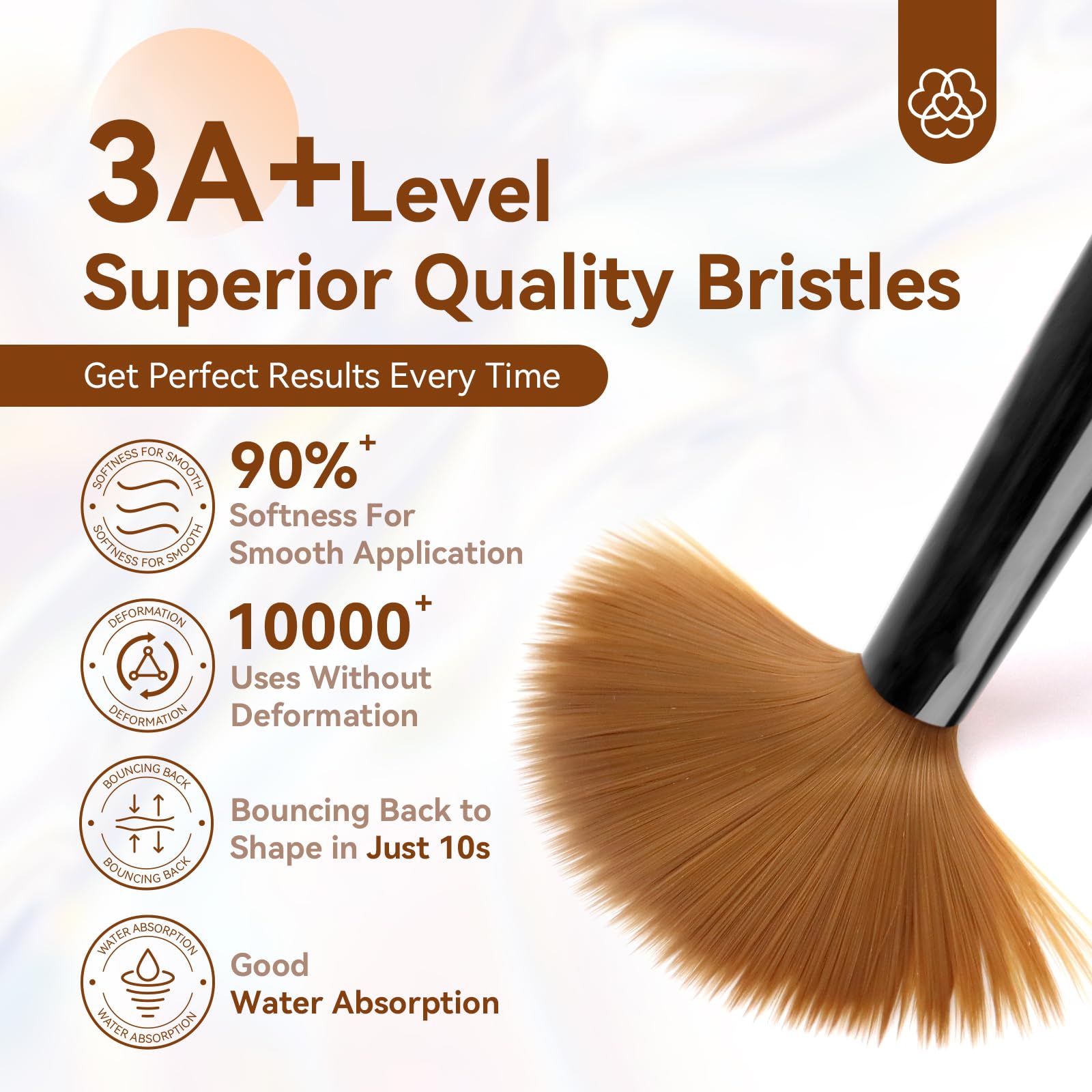 Close up of Kolinsky hair bristles on Saviland size 8 nail brush