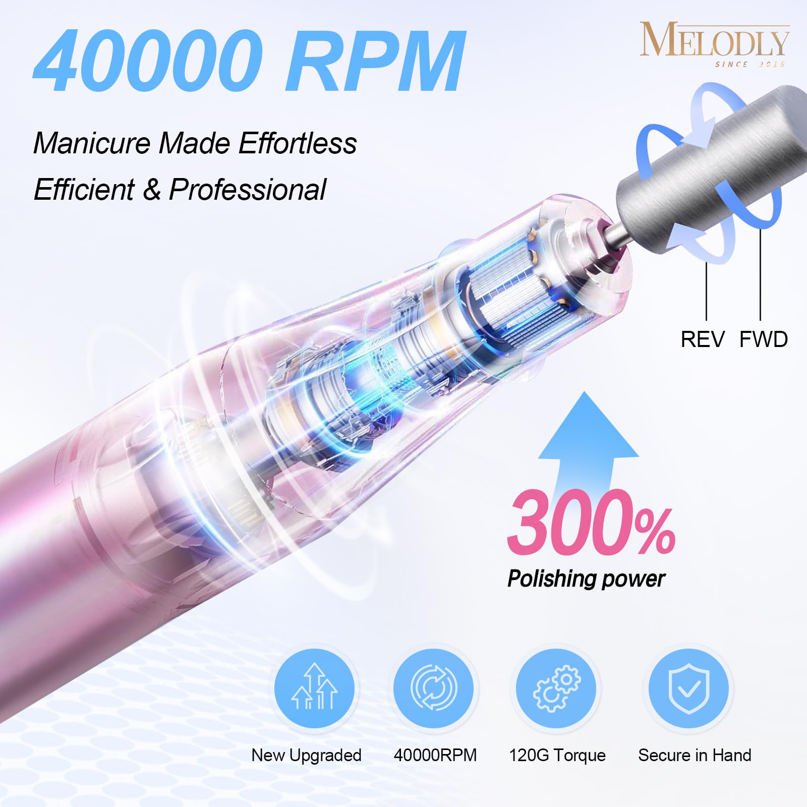 Melodly nail drill handpiece and gold bit set