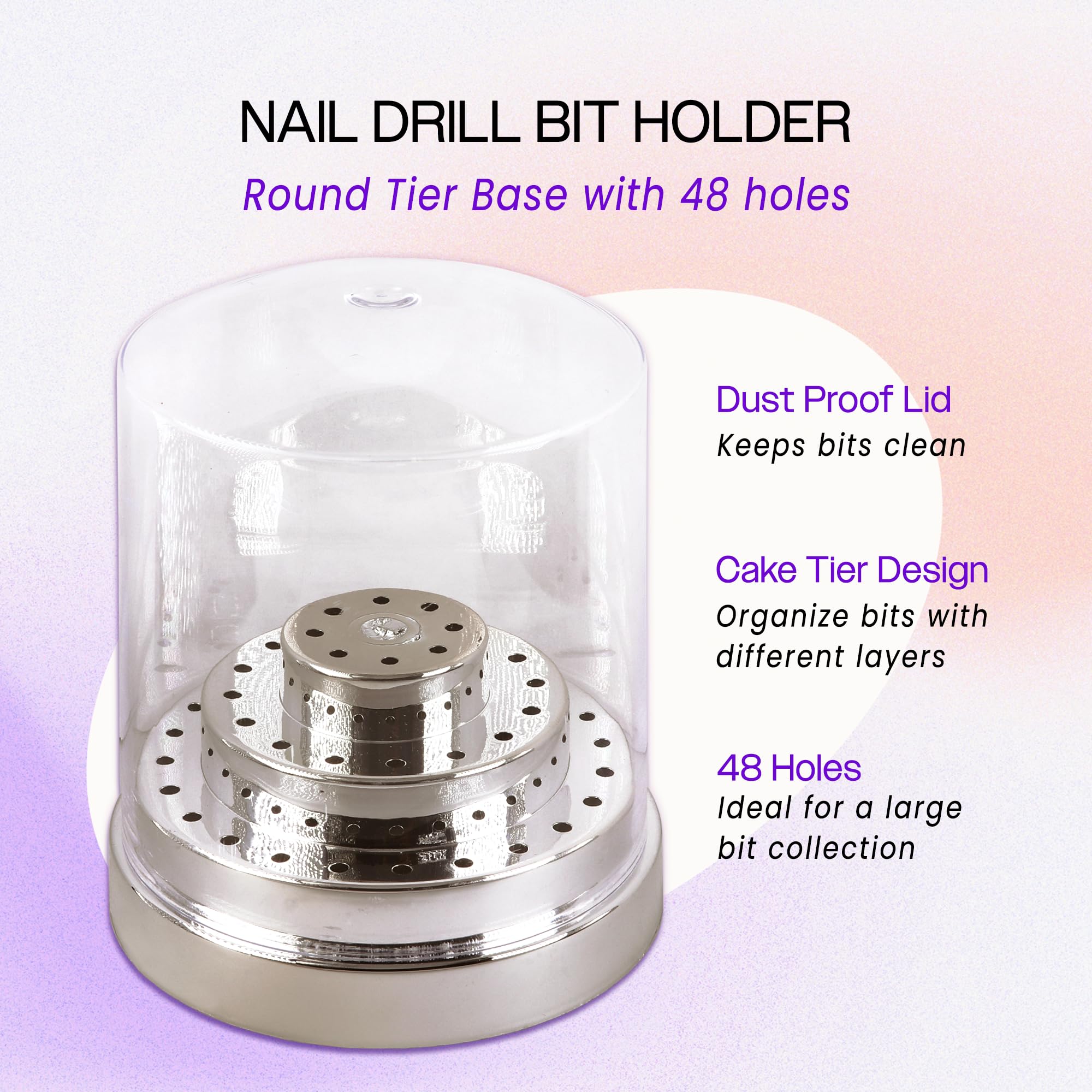 Pana 48 hole acrylic nail bit organizer with cover