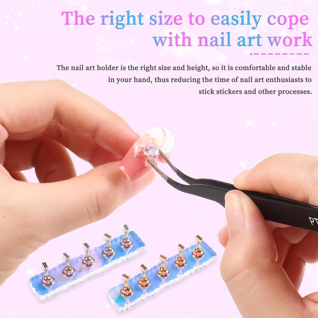 Side angle of ANGNYA aurora nail holder showing metallic alloy finish