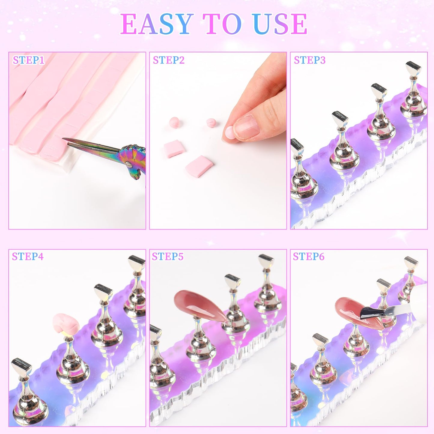 Close up of aurora nail base with metal holders