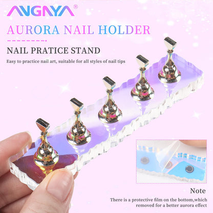 Complete nail art stand kit with 96 putty pieces