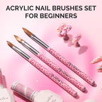Packaging layout of MelodySusie 3-piece acrylic nail brush set