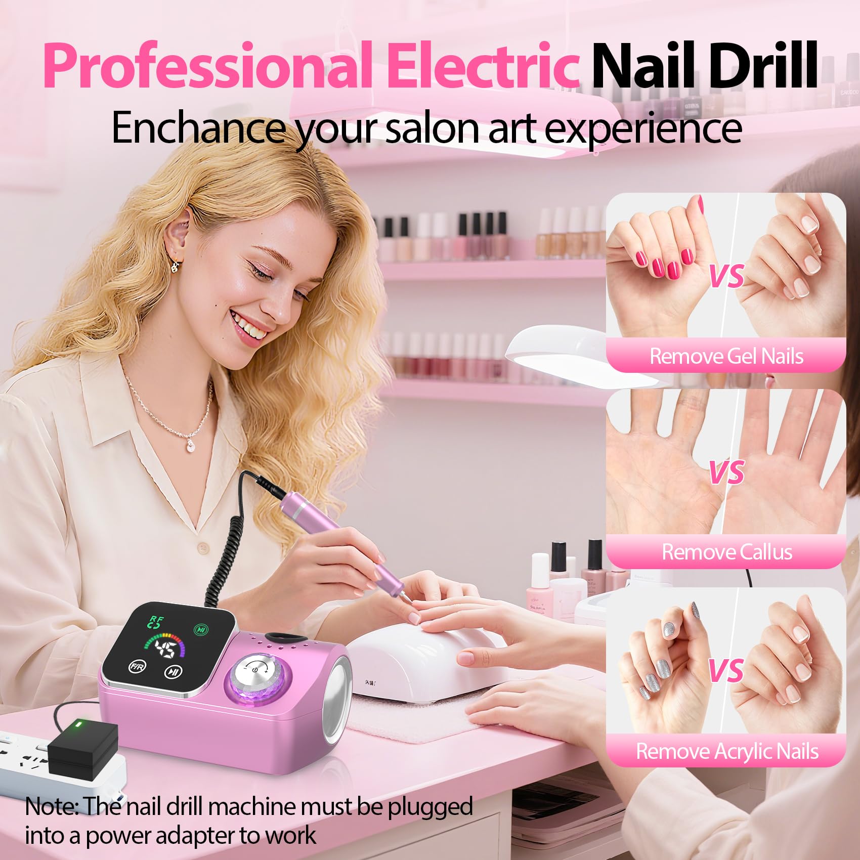 Professional salon manicure tools set for acrylic gel nails