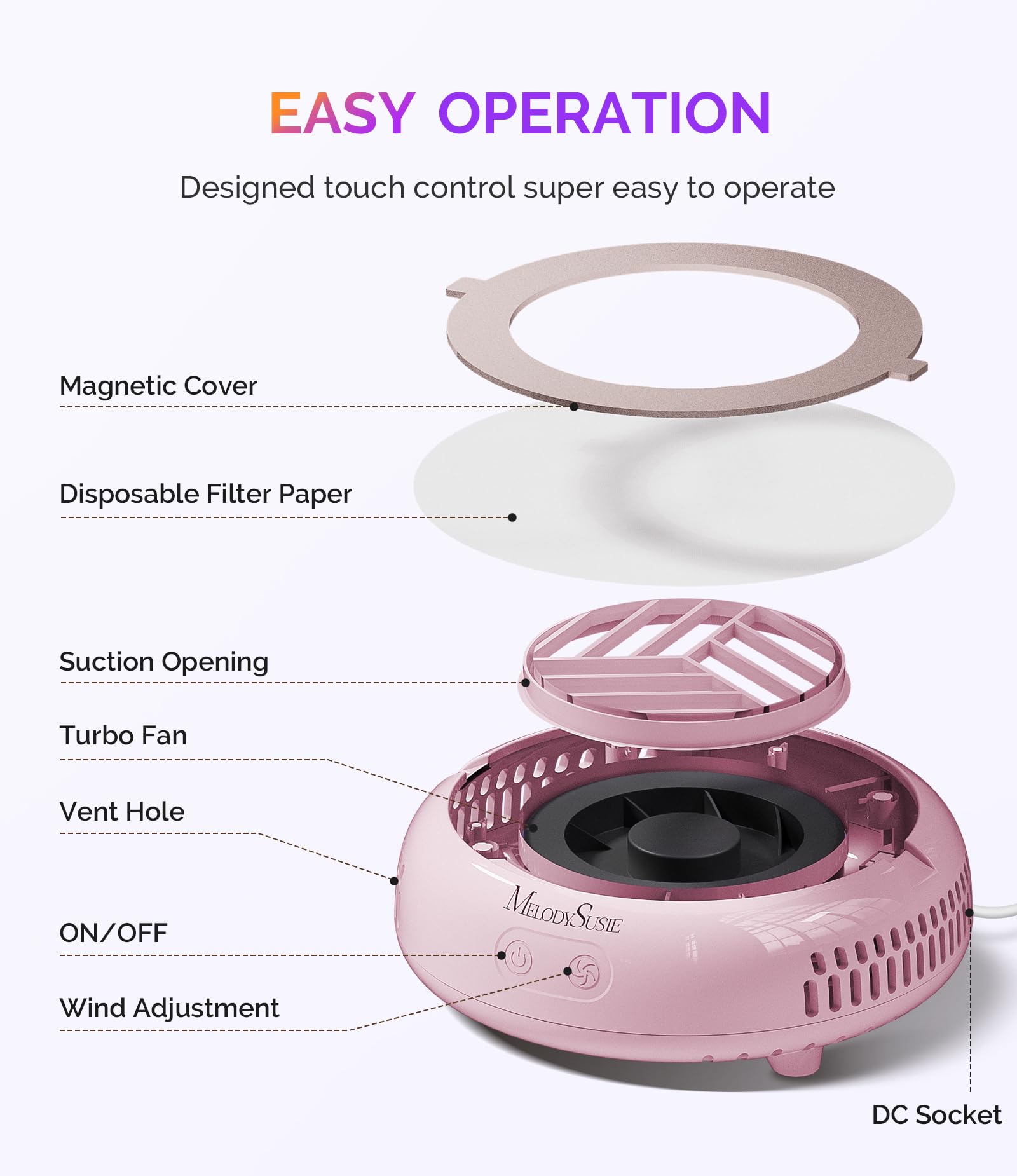 MelodySusie nail dust collector with disposable filter paper