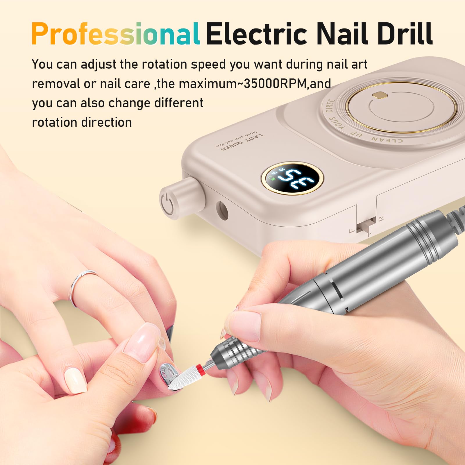 Professional rechargeable nail drill charging cable and manual