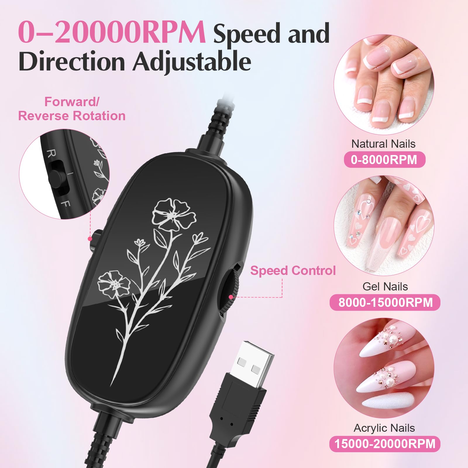 Jiasheng portable electric nail file kit with accessories