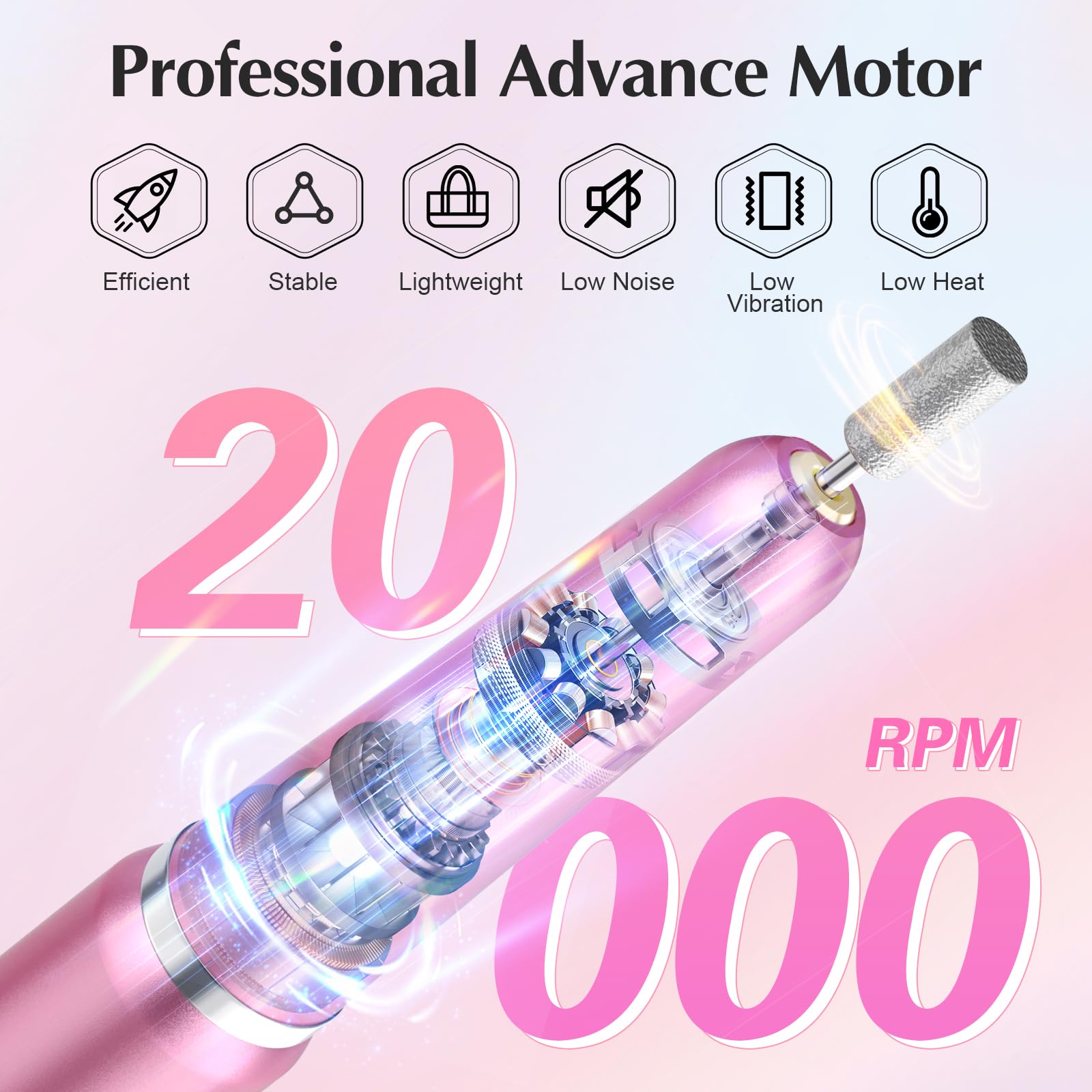 Jiasheng nail drill kit showing six metal bits