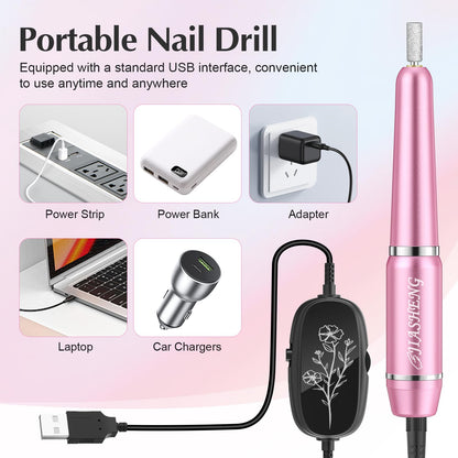 Handheld view of Jiasheng pink electric nail drill