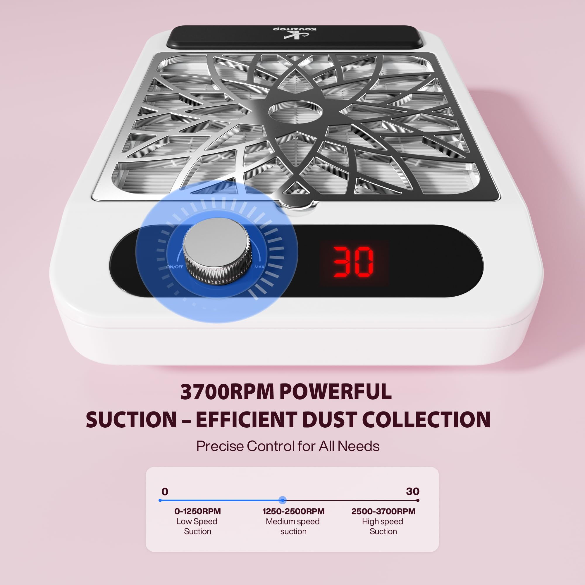Adjustable speed control for nail dust collector