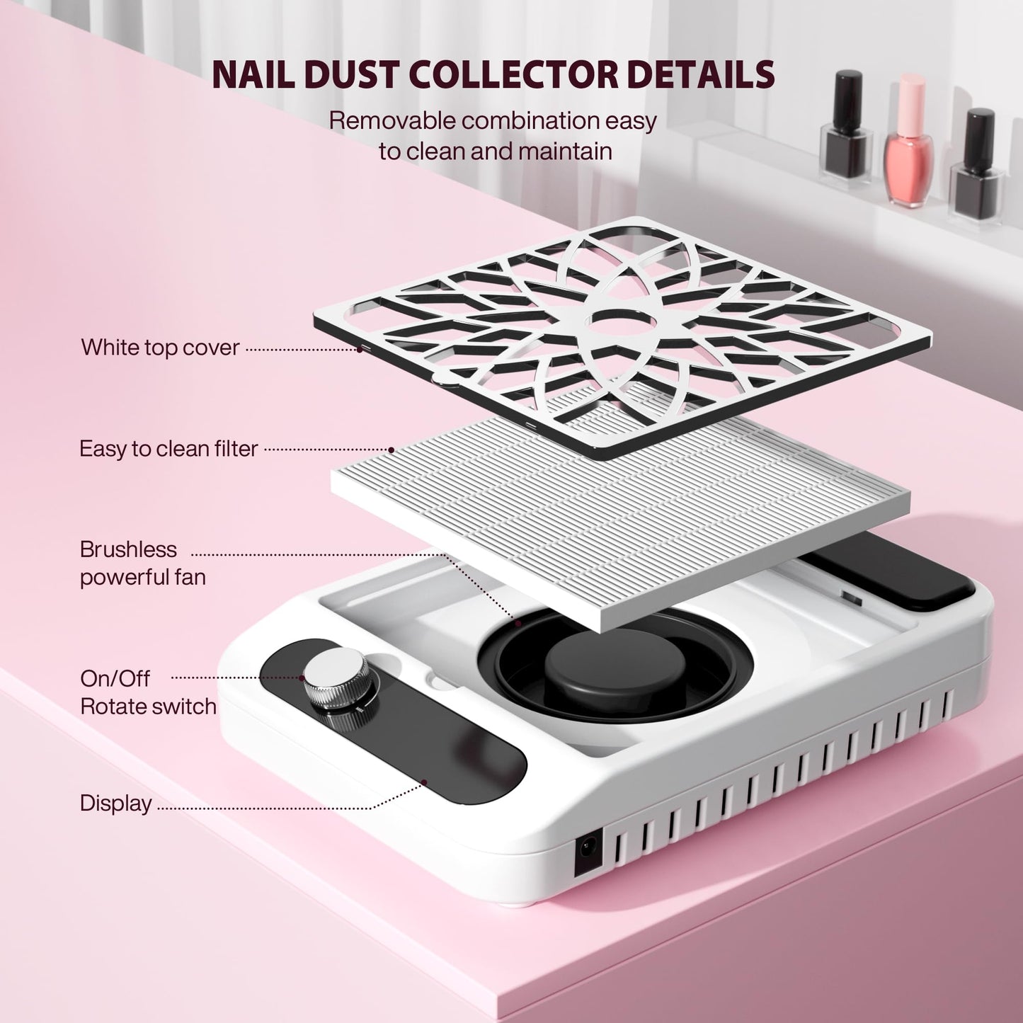 Compact nail technician workspace setup