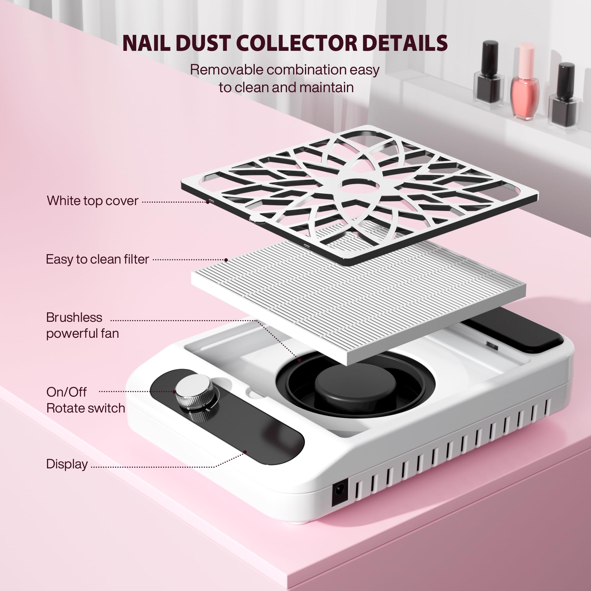 Compact nail technician workspace setup
