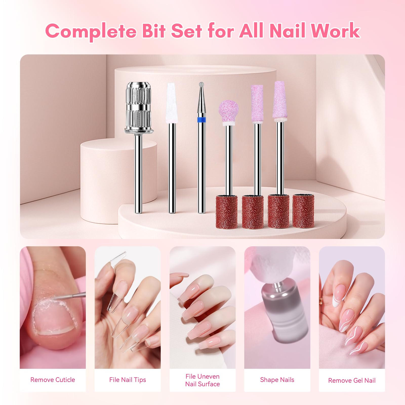 Side profile of Makartt black rechargeable nail drill
