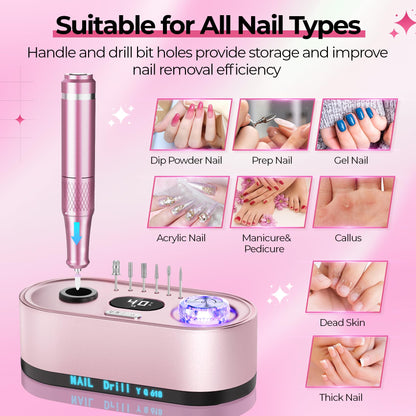 Professional electric nail file base with storage holes