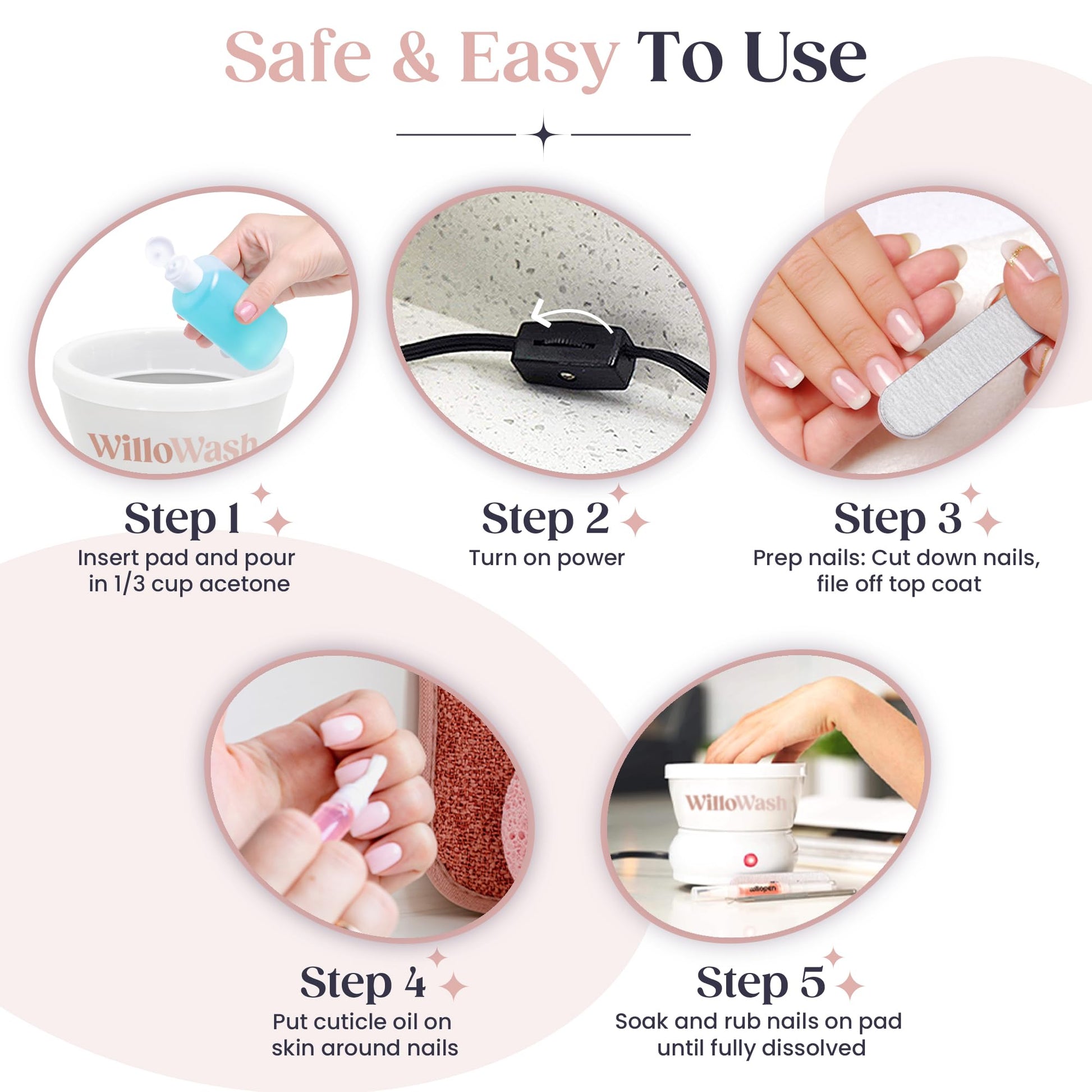 Professional nail removal tools included in Willowash kit