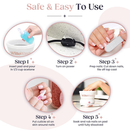 Professional nail removal tools included in Willowash kit