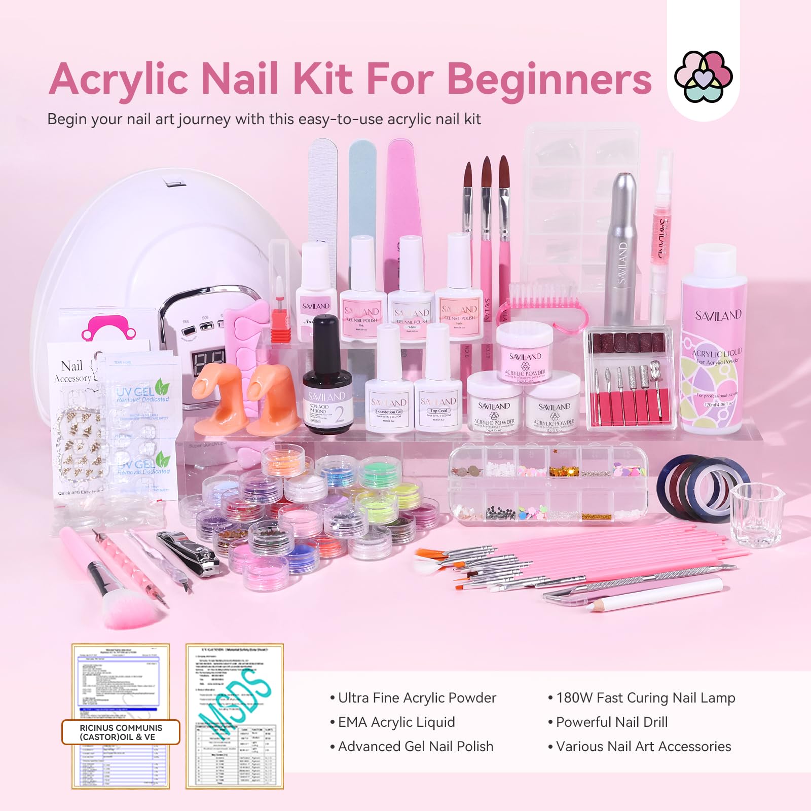 Saviland nail kit professional tools and acrylic powders