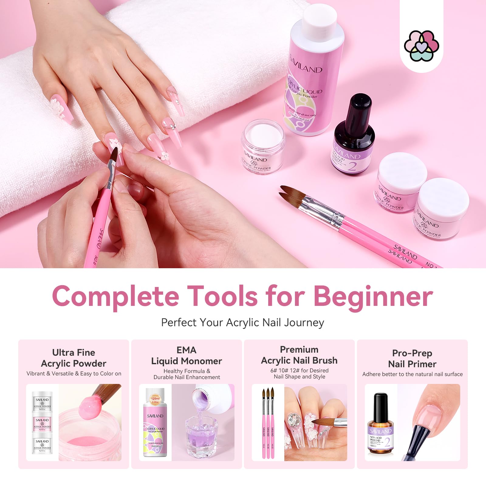 Saviland kit accessories including brushes and glitter decorations
