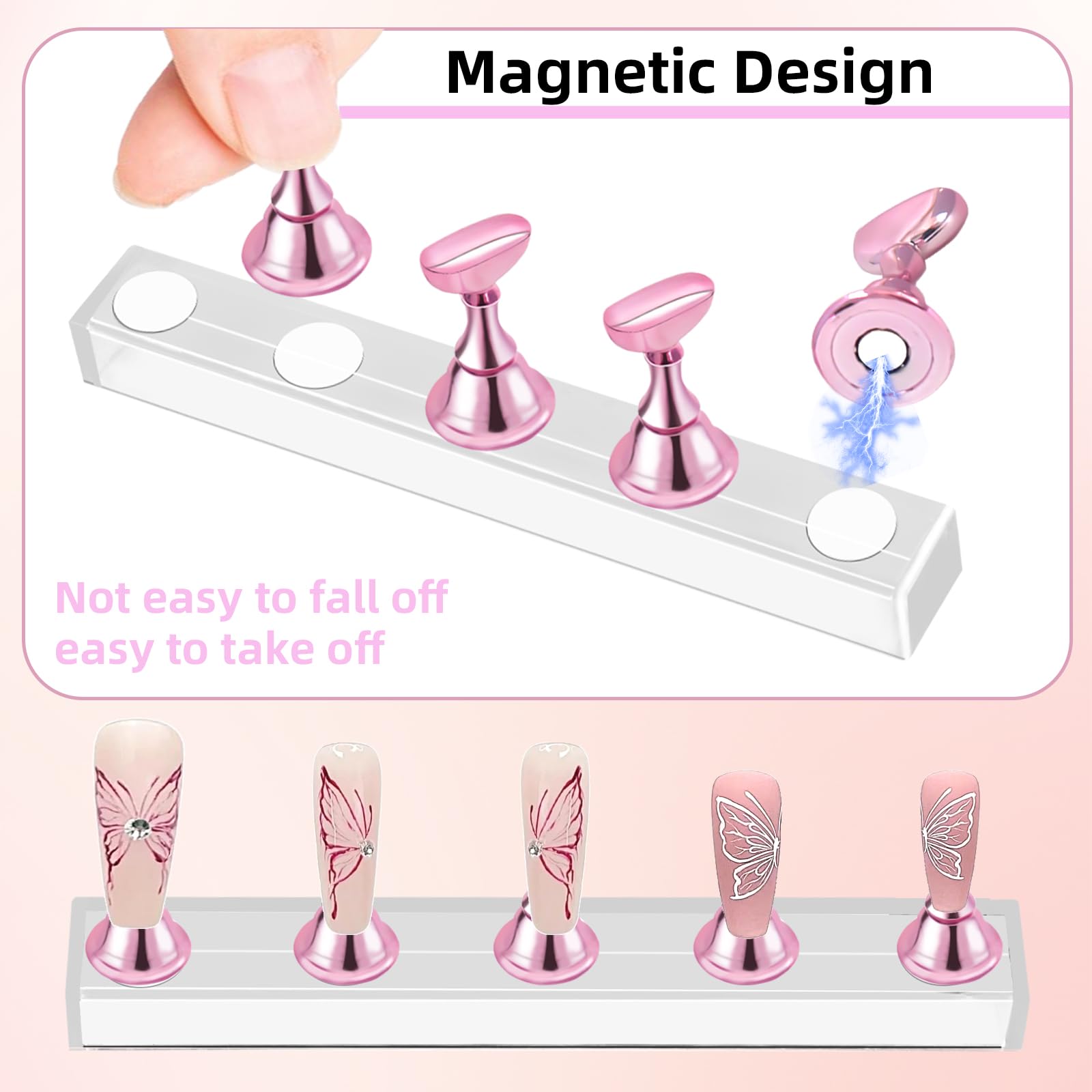 Top view of nail painting stand with magnetic holders