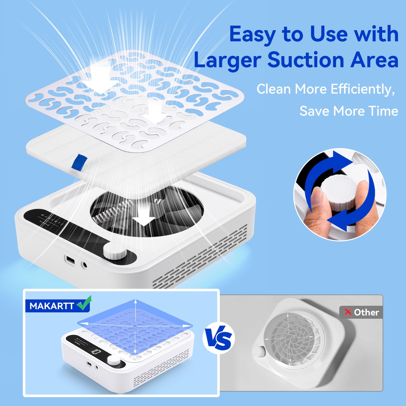 Top down view of Makartt Larina acrylic nail dust collector