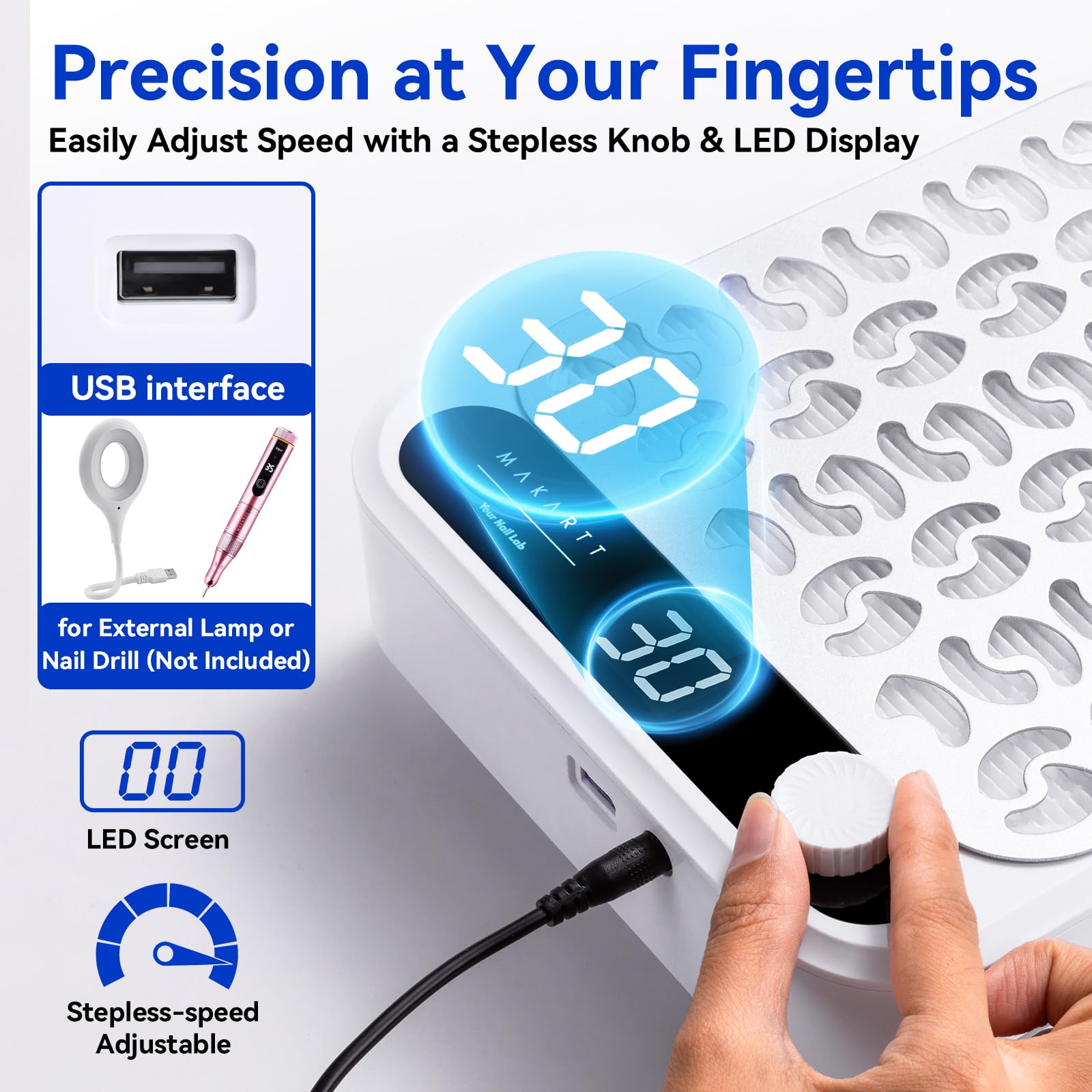 Makartt nail tech dust collector in a home salon setup