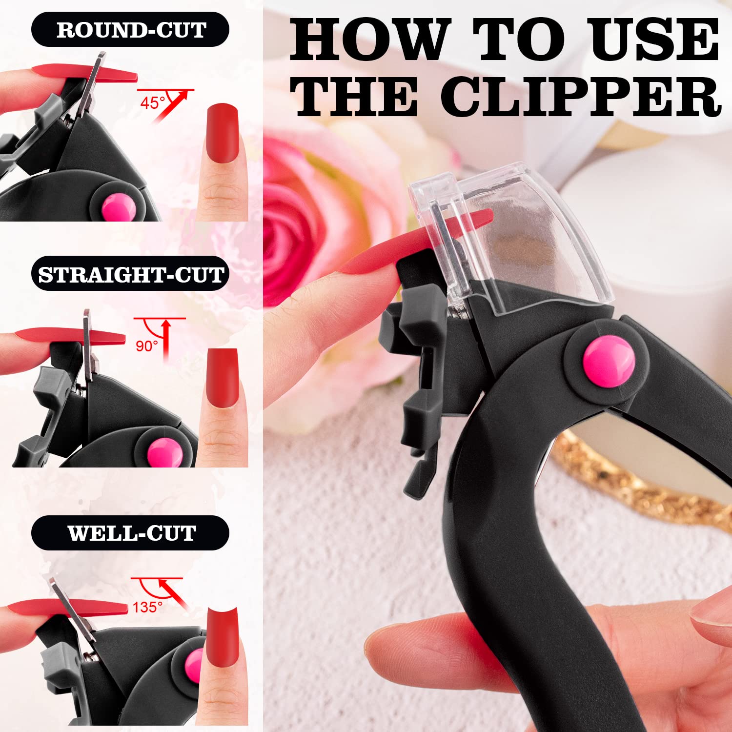 Belleboost nail trimmer with integrated tip catcher