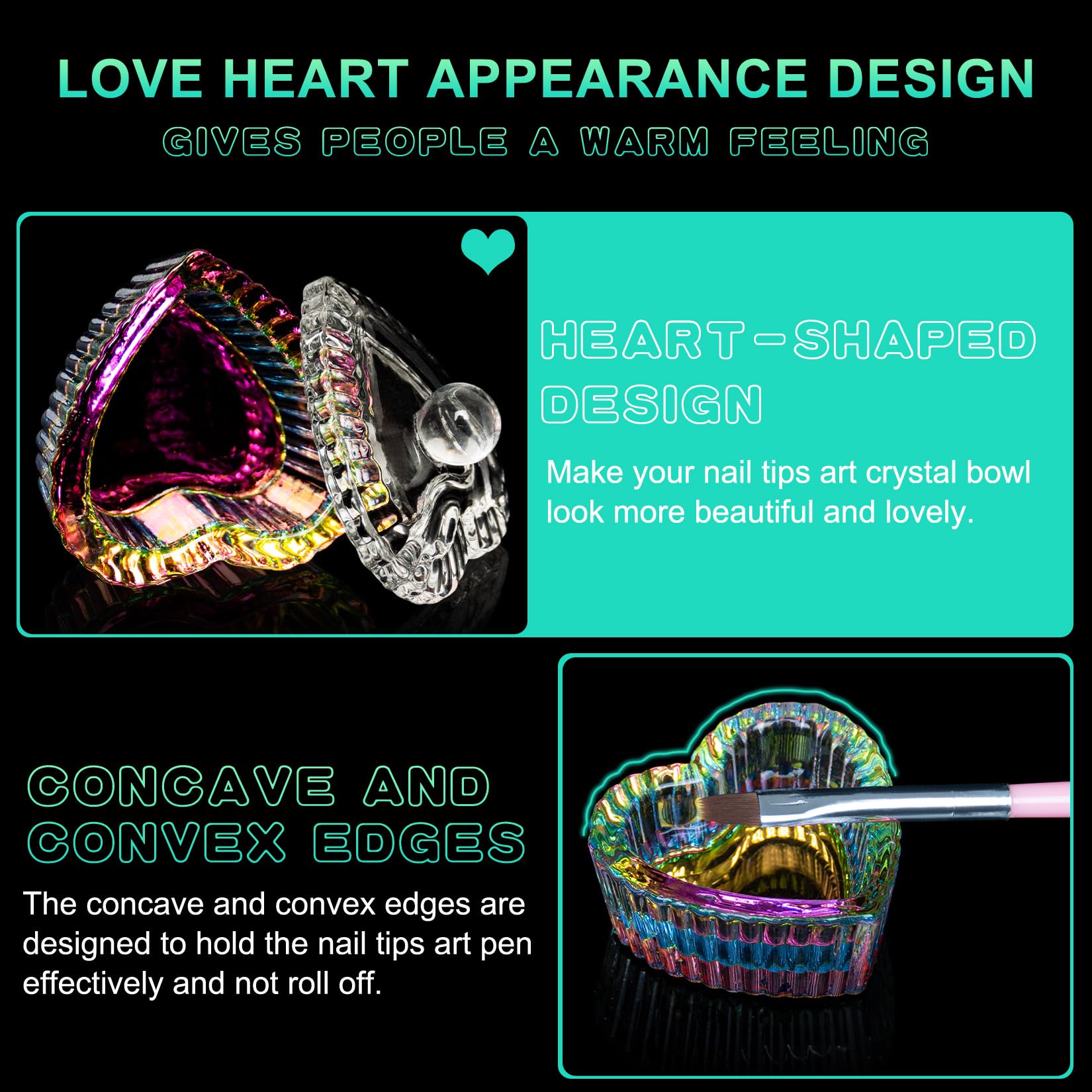 Aoraem heart-shaped monomer dishes for professional acrylic nails