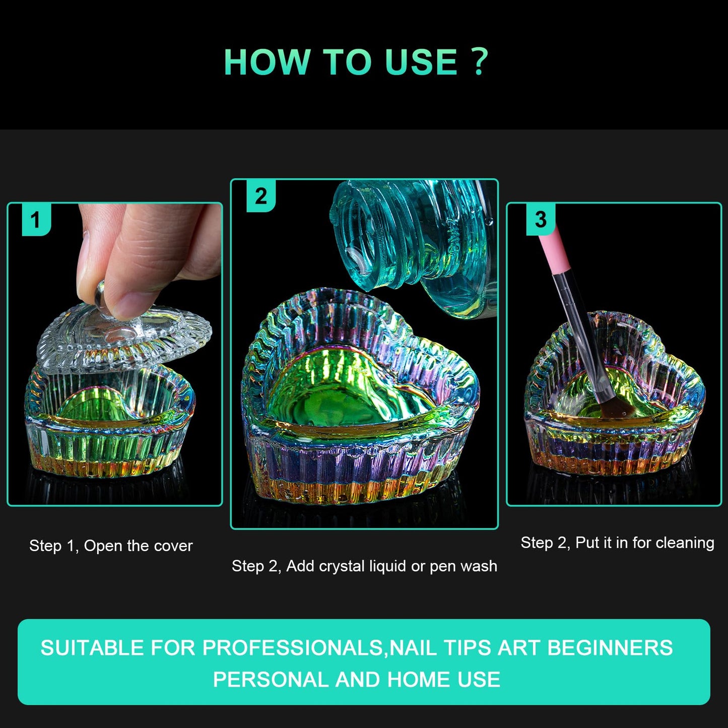 Anti-slip base detail of Aoraem glass nail art dappen dish