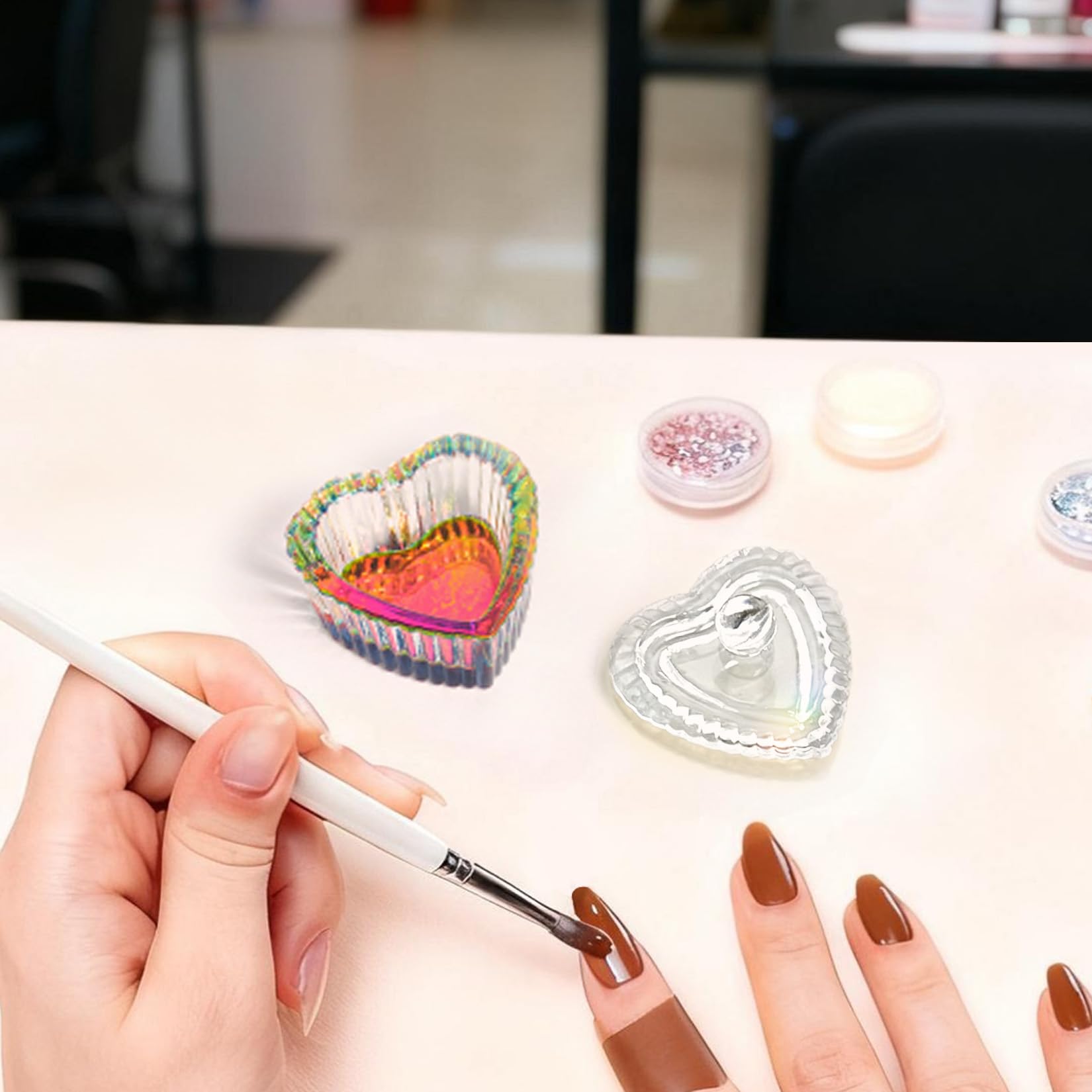 Aoraem aesthetic crystal dishes for home nail art enthusiasts