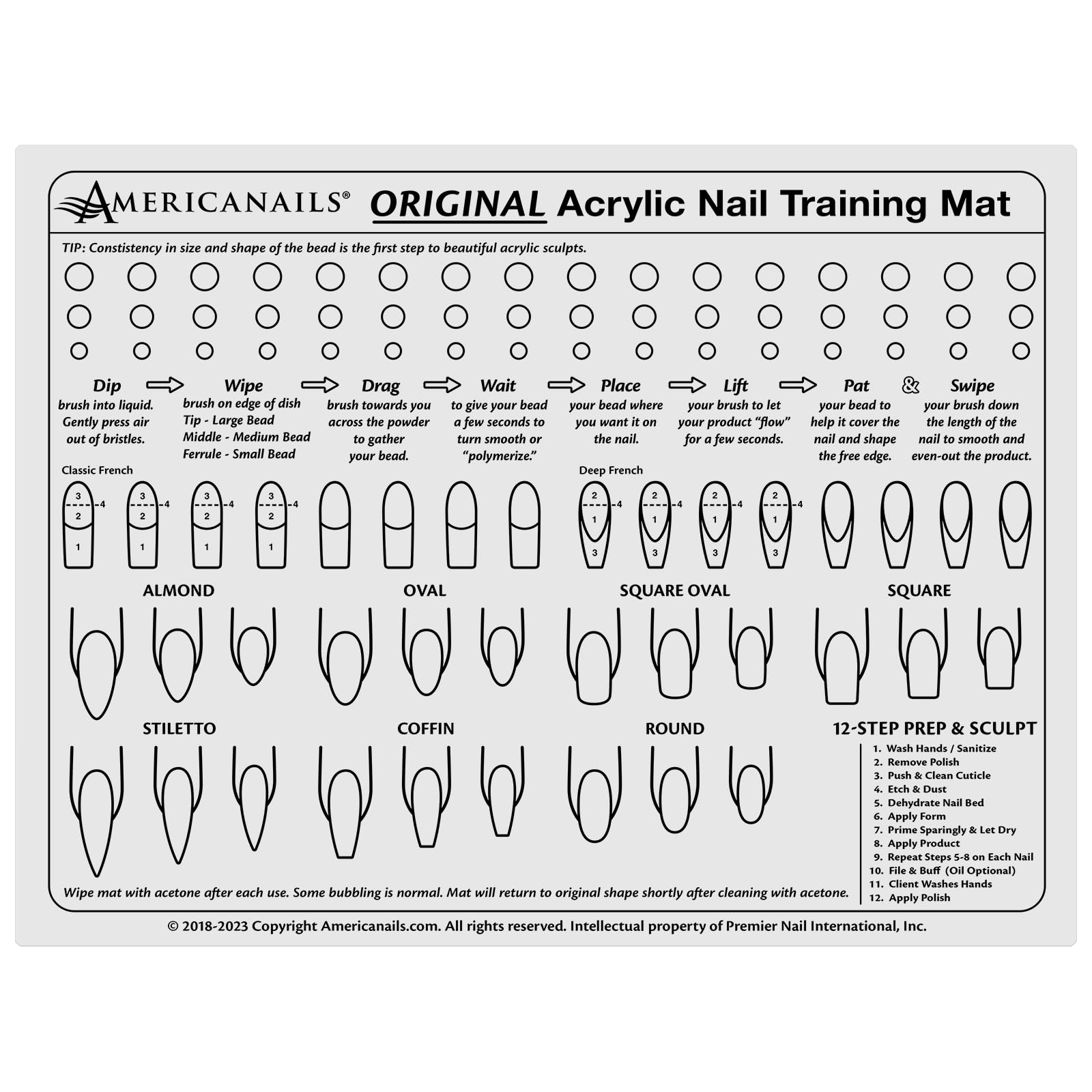 Americanails nail tech training mat being rolled up for storage