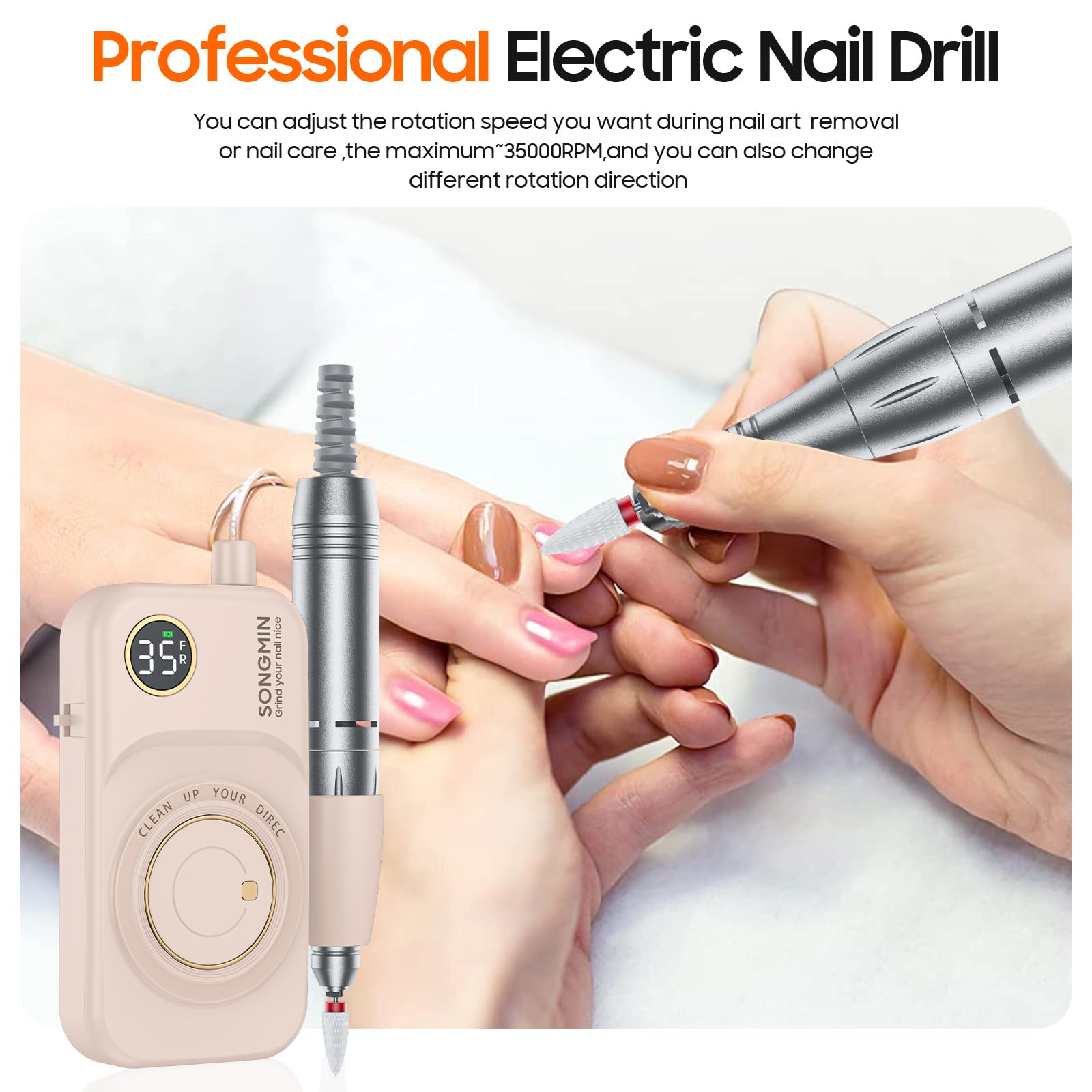 Jewhiteny Songmin rechargeable nail file charging port view