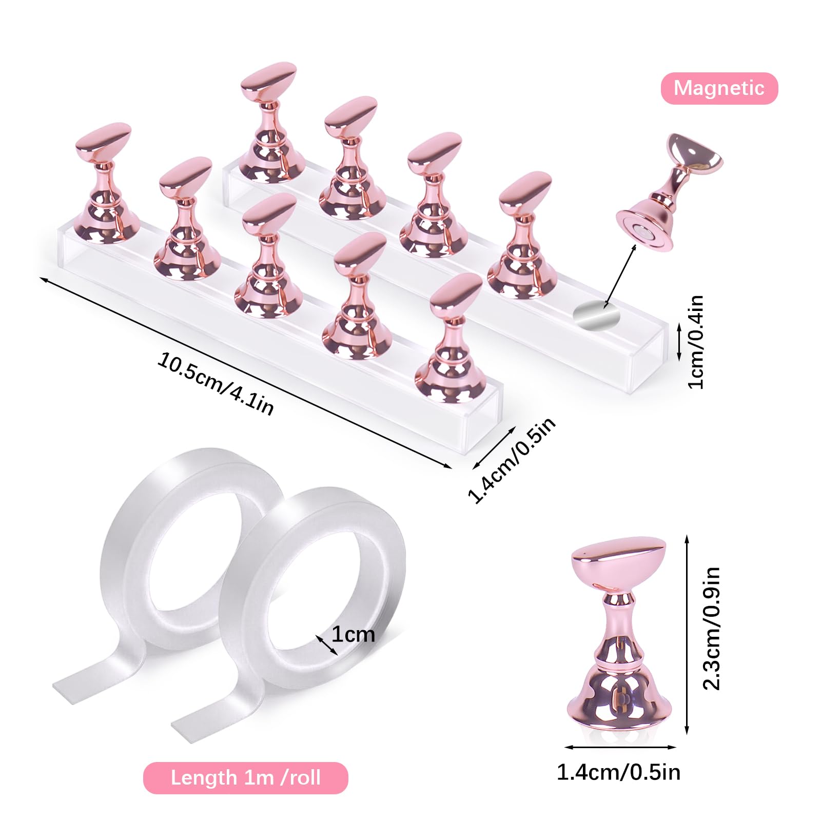 Close up of magnetic nail holder clips for press on nails