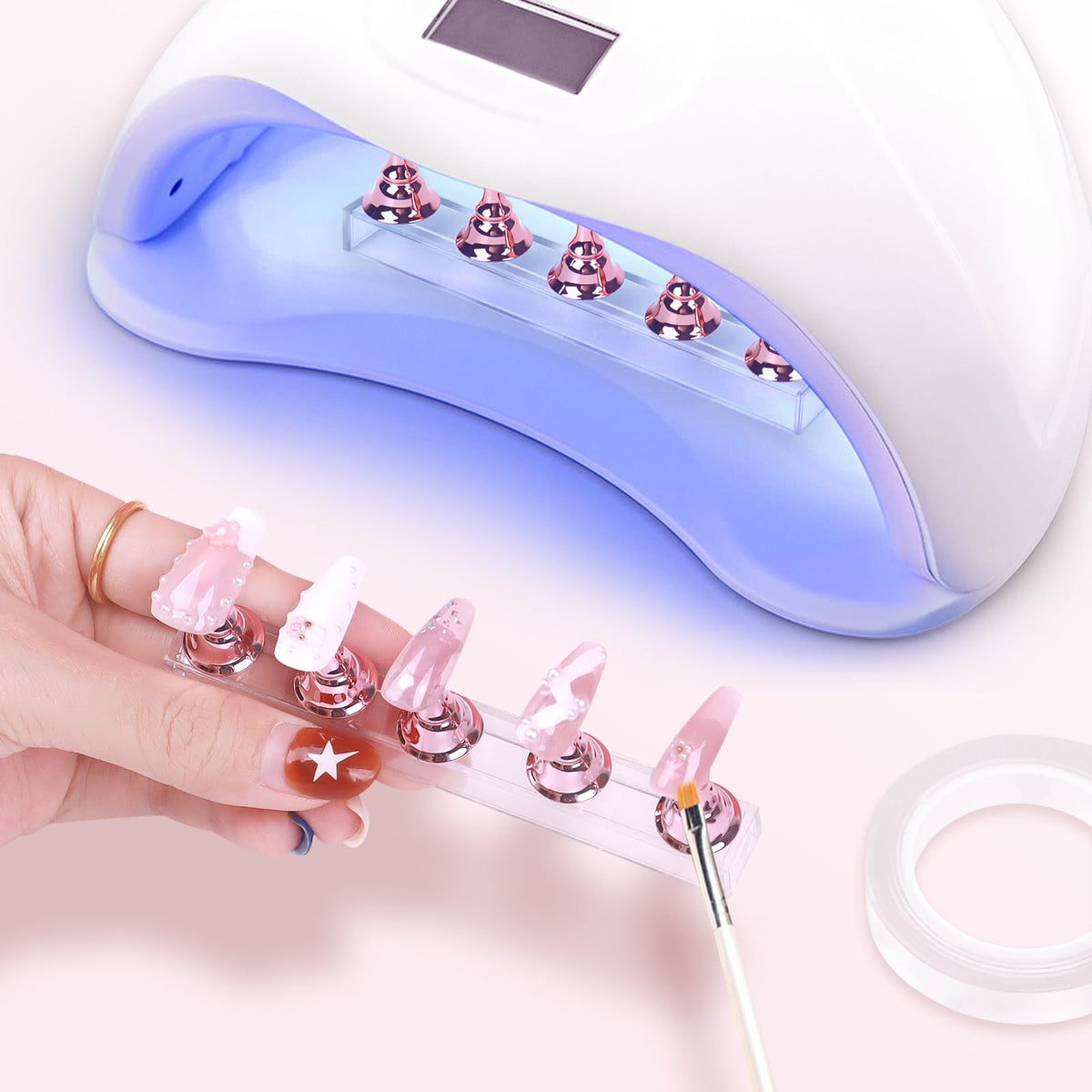 Side angle view of the magnetic acrylic nail art workstation accessories.