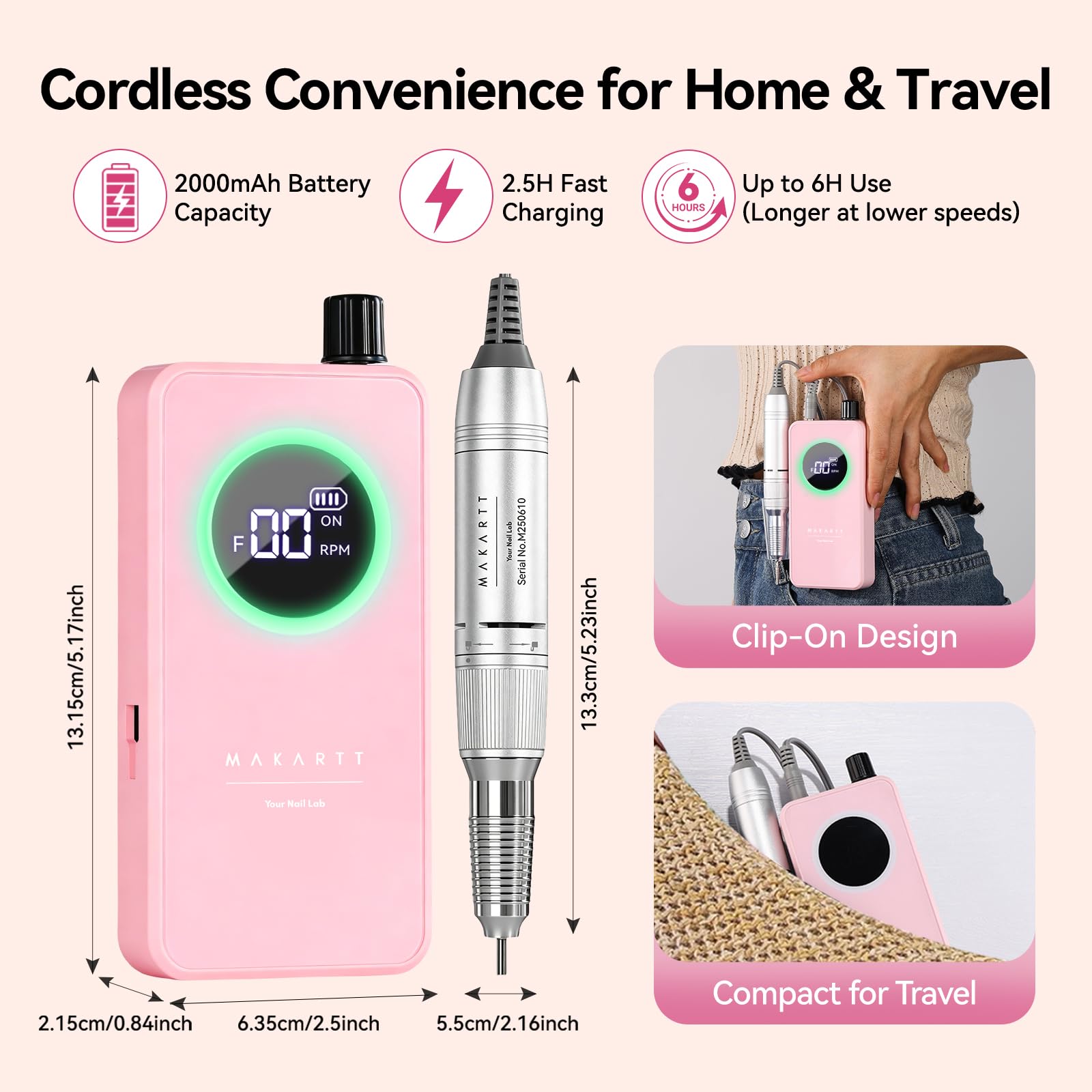 Makartt Yeeyan electric nail file side profile