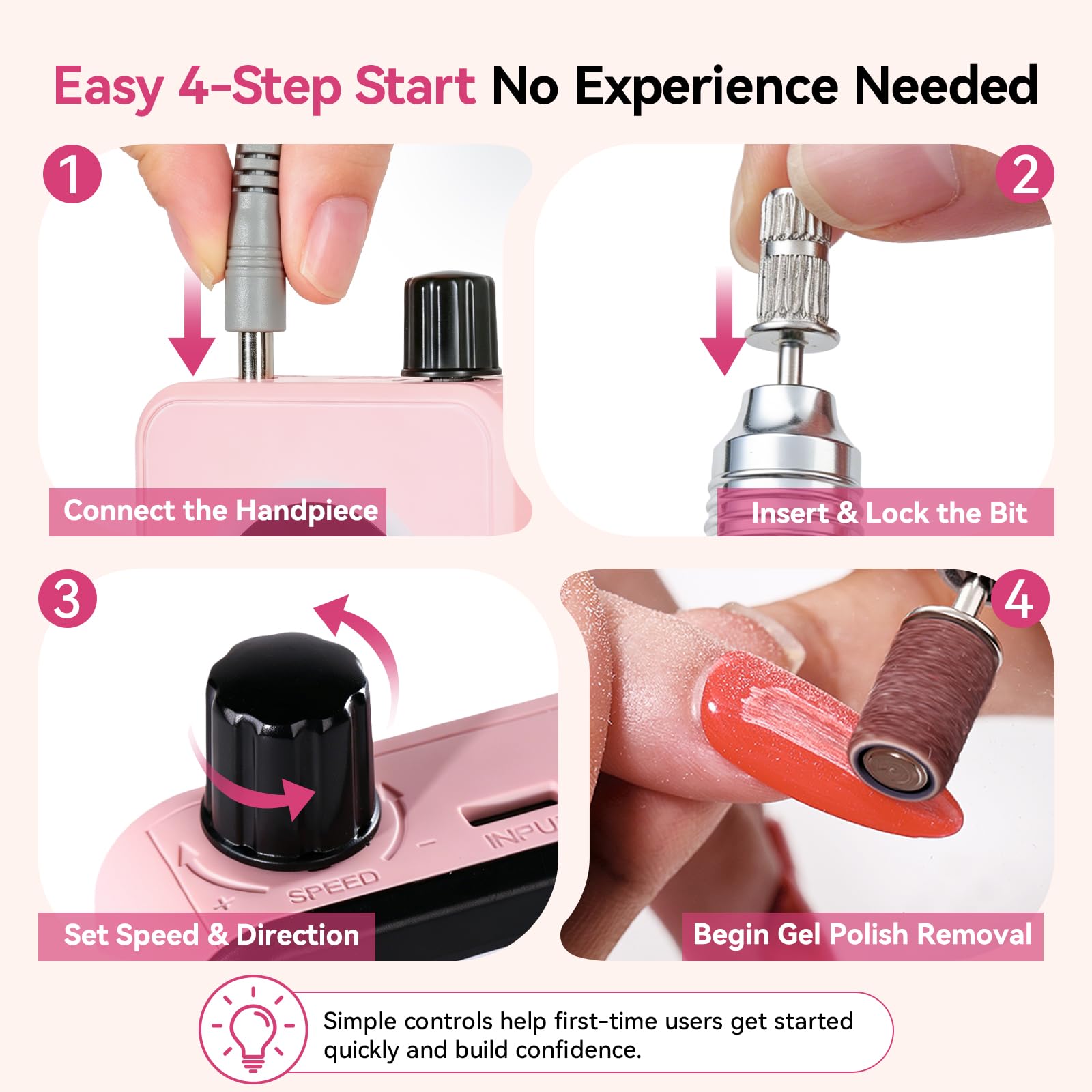 Makartt pink nail file kit for home salon use