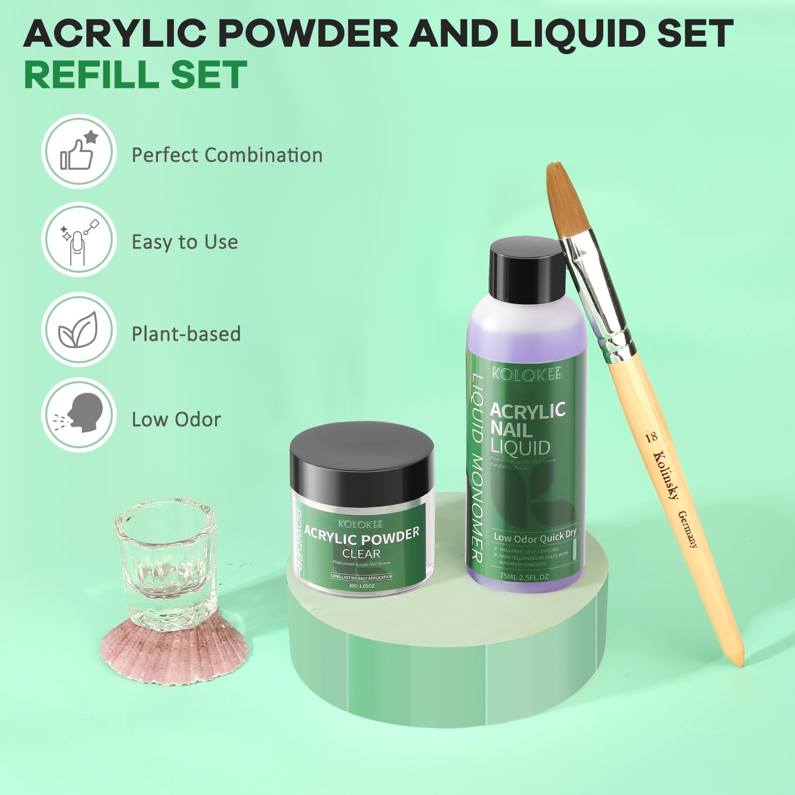 Kolqkee 75 milliliter acrylic monomer liquid bottle details