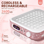 Christine Shelly cordless nail dust collector angled view highlighting the powerful vacuum fan vent.