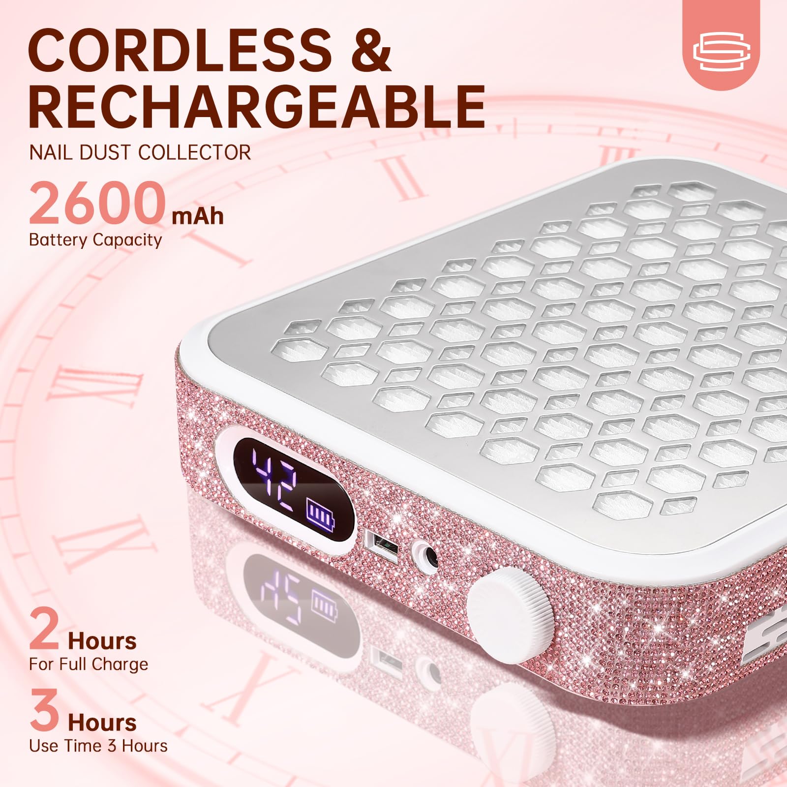 Christine Shelly nail vacuum fan with digital battery display