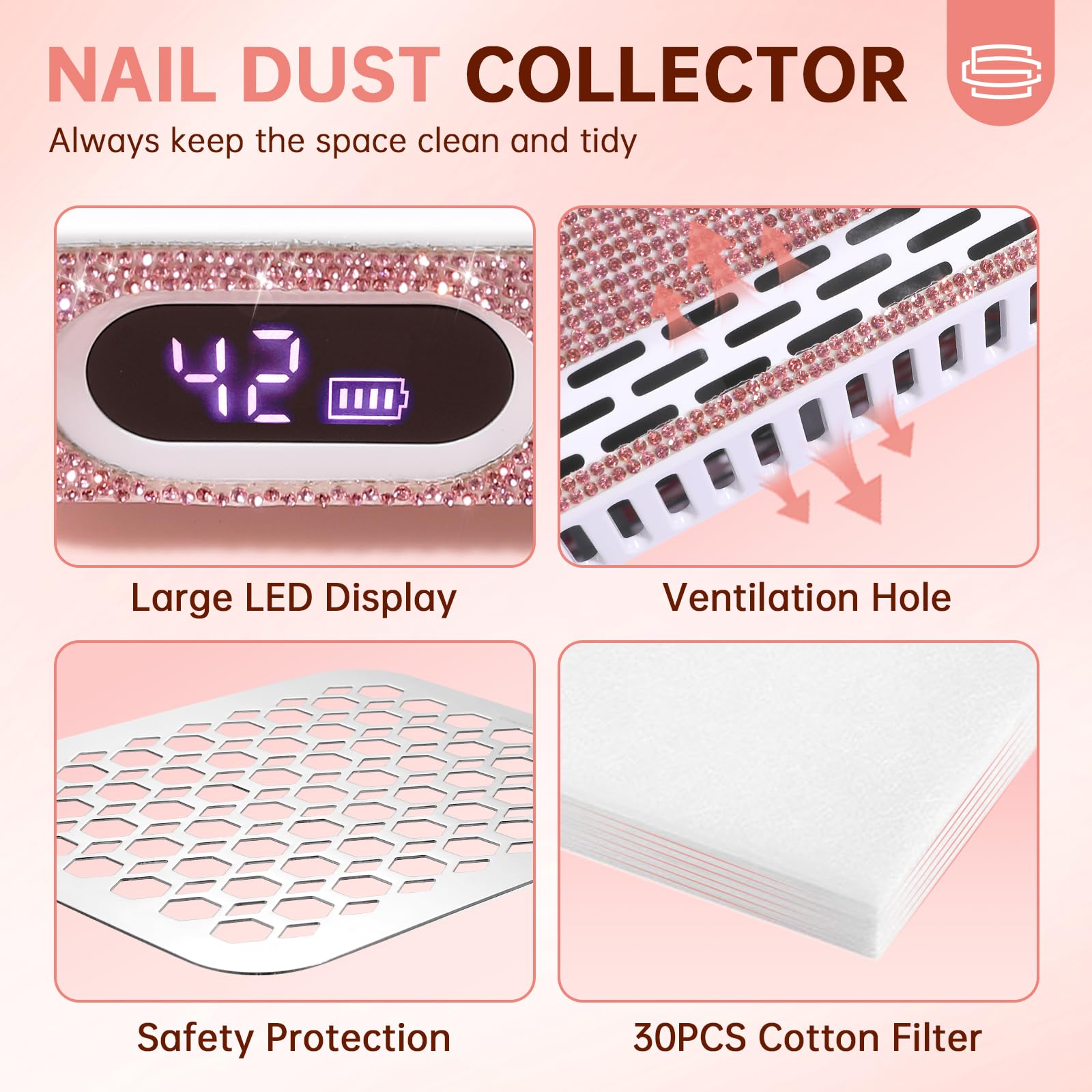 Close up of rotary knob speed control on nail dust collector
