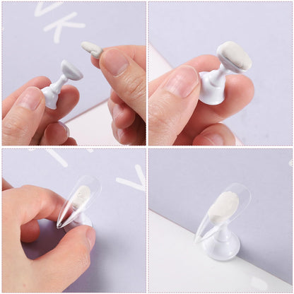 Two white crystal nail art display bases for manicures