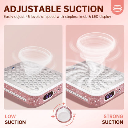 Top view of pink rhinestone nail vacuum machine