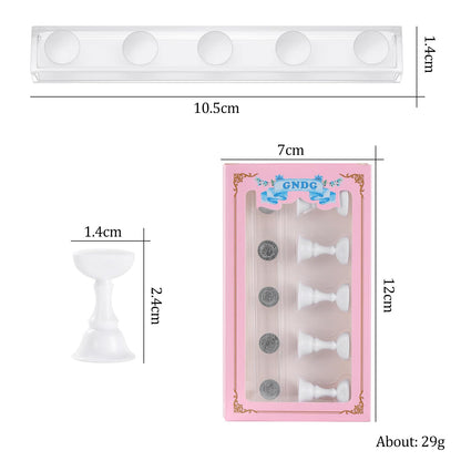 Acrylic nail display stand set contents flat lay