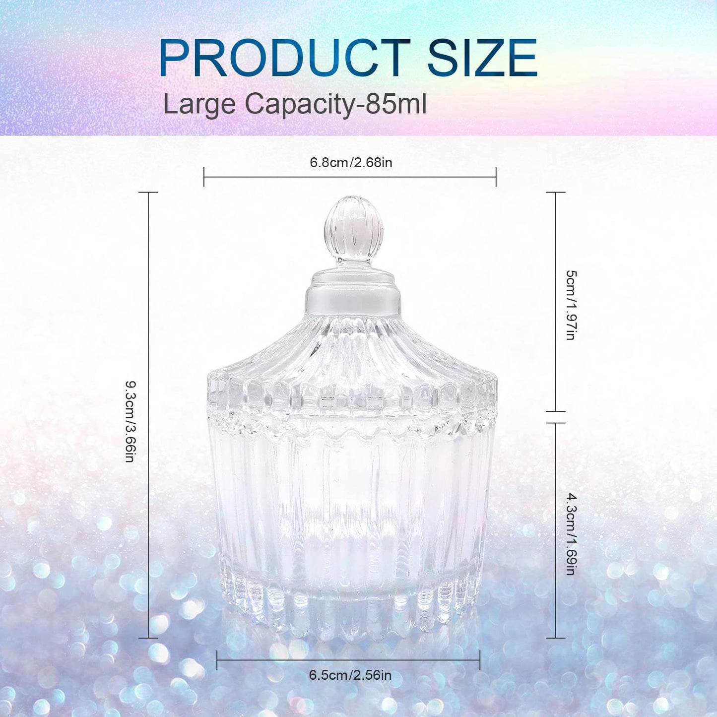 Clear glass nail art mixing bowl with lid open