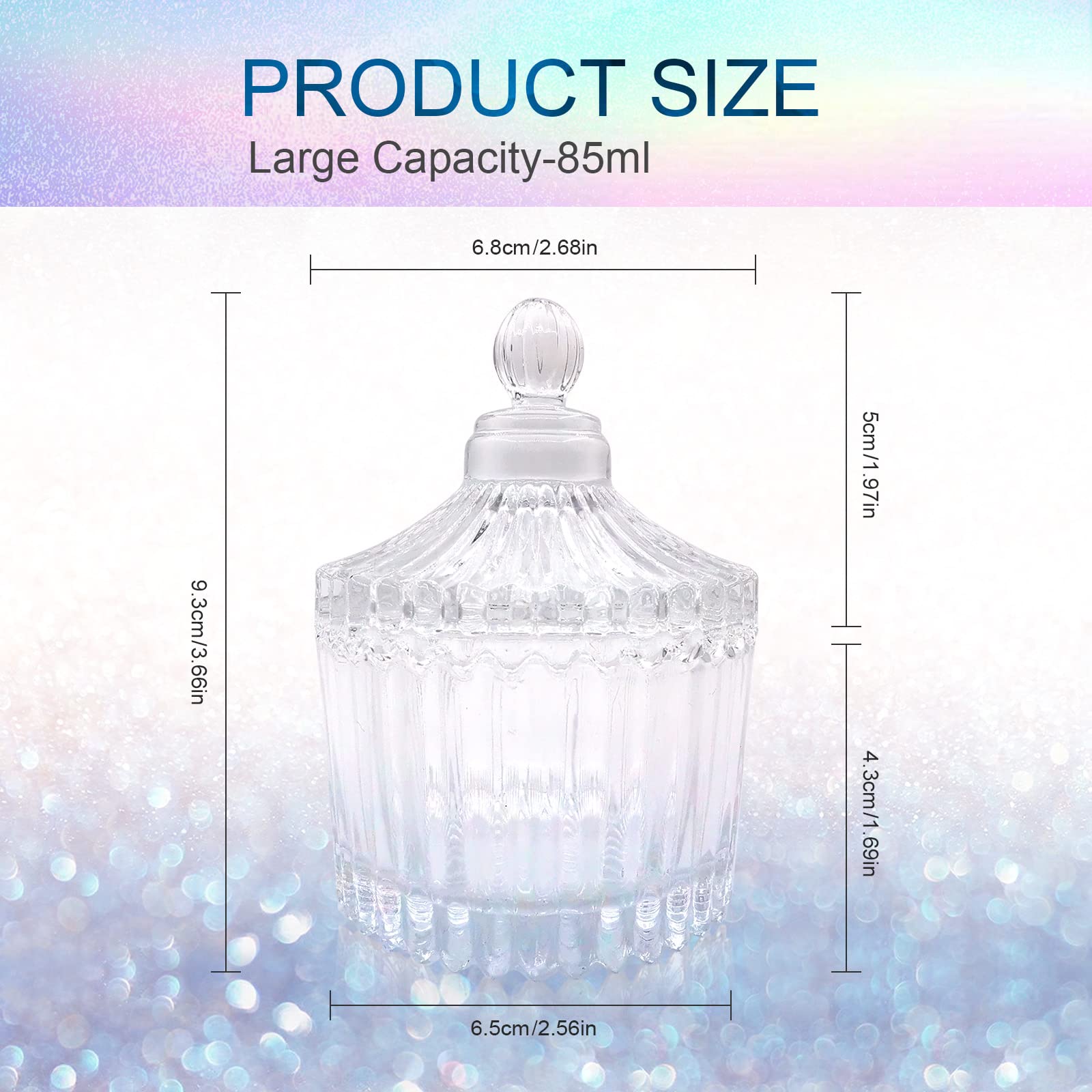 Clear glass nail art mixing bowl with lid open