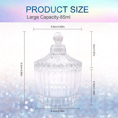 Clear glass nail art mixing bowl with lid open
