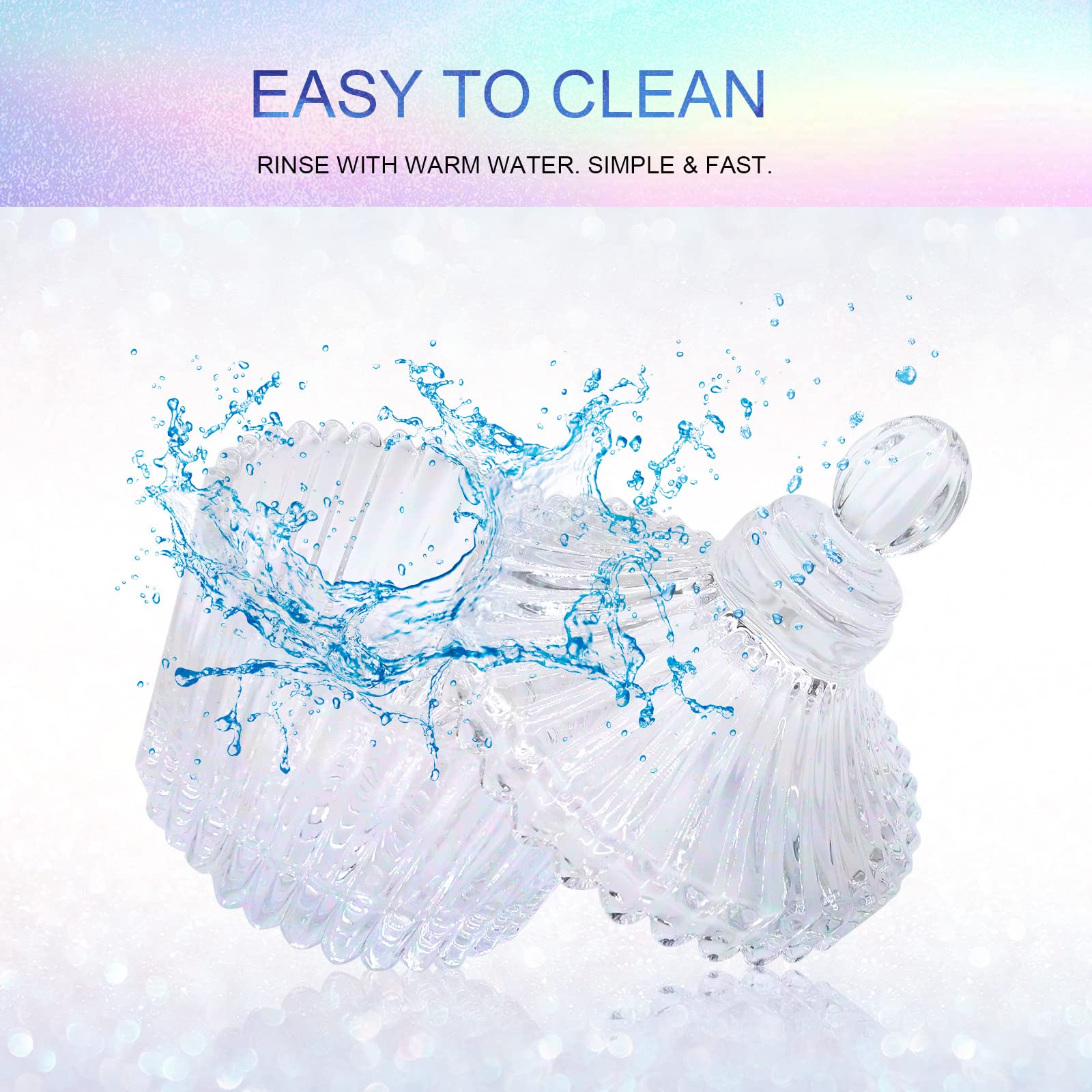 Close up of ribbed crystal dappen dish for nail art
