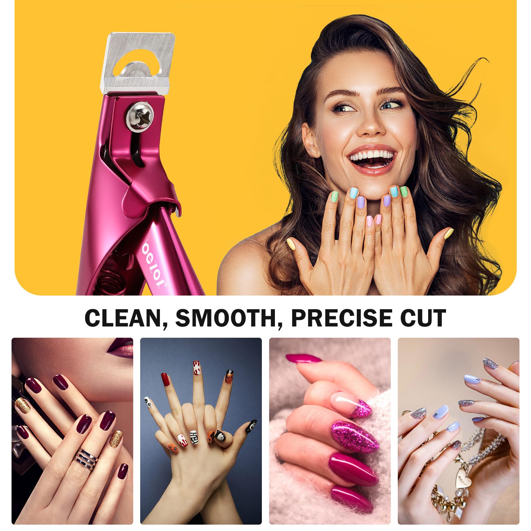BEZOX nail tip cutter demonstrating the ergonomic grip and handle spring