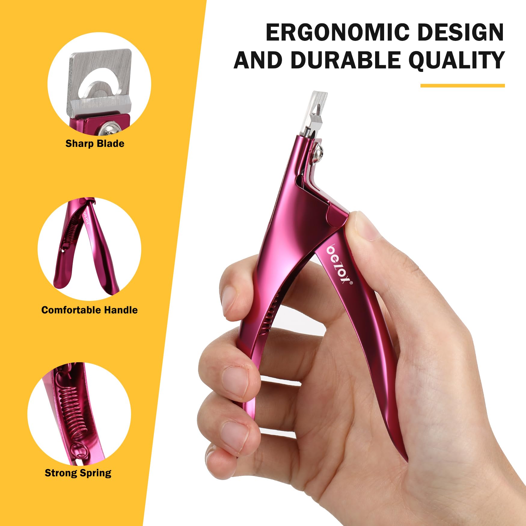 Close up of BEZOX stainless steel nail clipper blade for acrylic nails